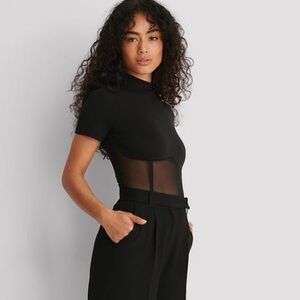 Na-kd Cropped Mesh Detail Top
